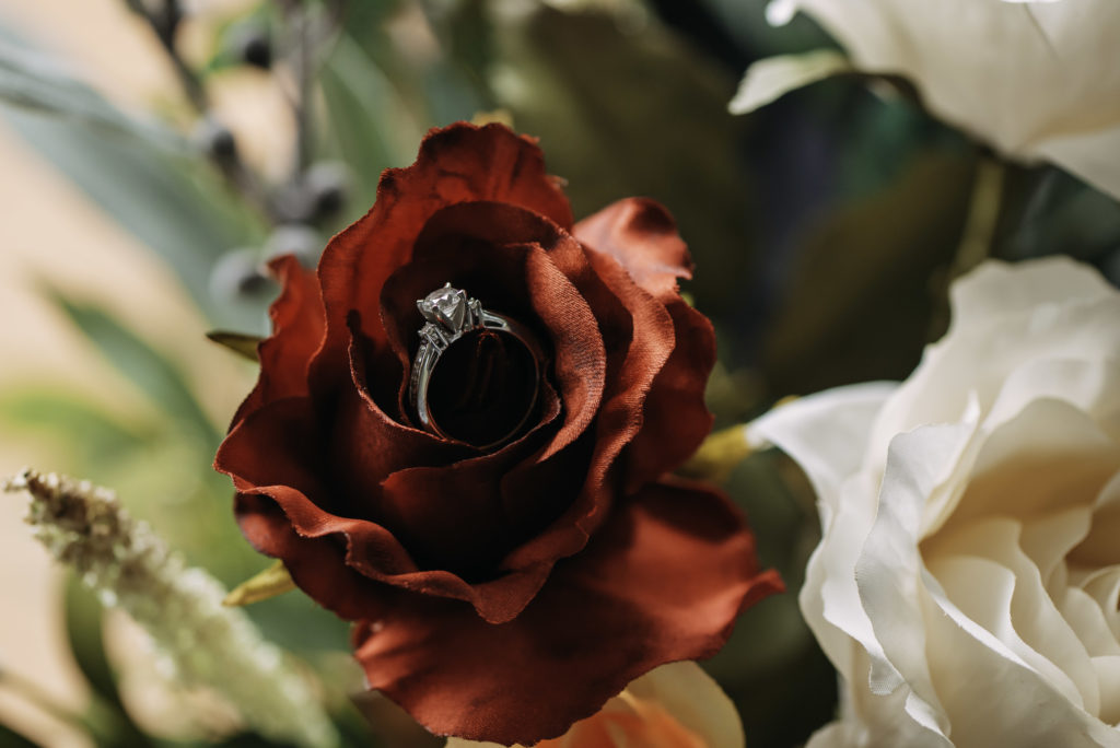 Wedding Ring in Rose Flower